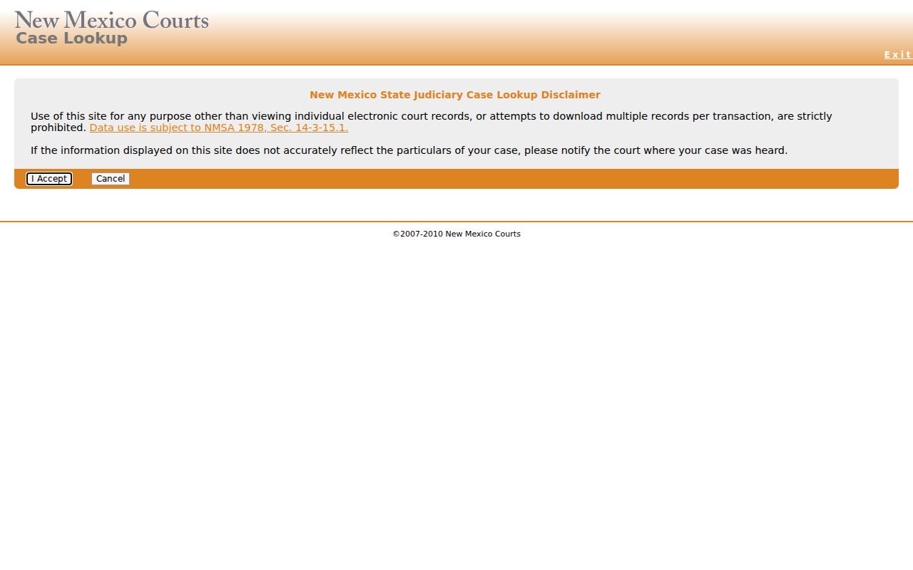 Rio Arriba County case search using the official statewide New Mexico Case Lookup form
