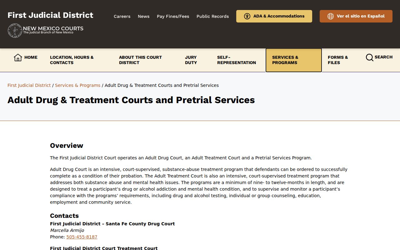 Rio Arriba County civil docket First District specialty courts page