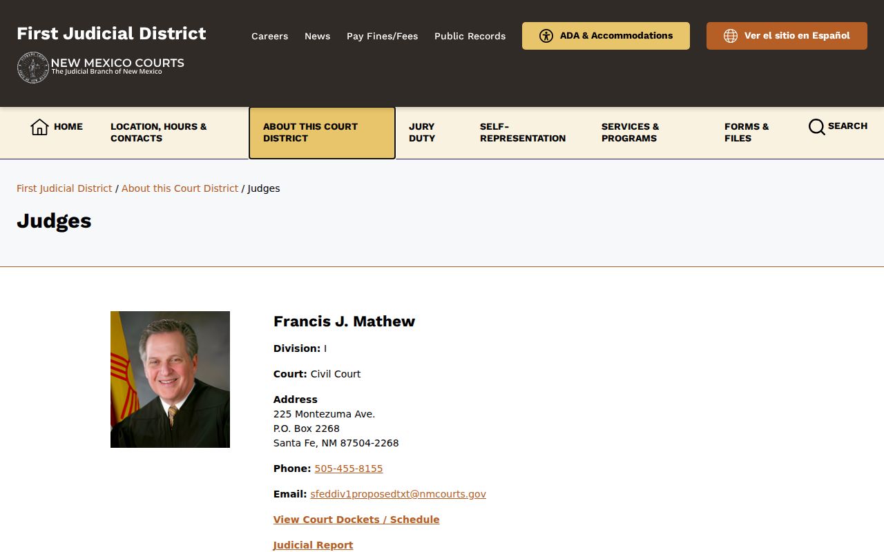 Rio Arriba County criminal docket judicial assignment listing