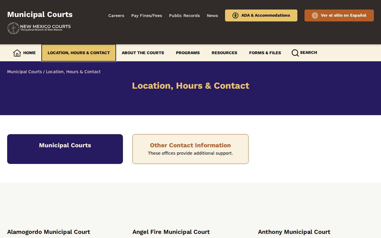 Rio Arriba County court docket municipal court directory for Española