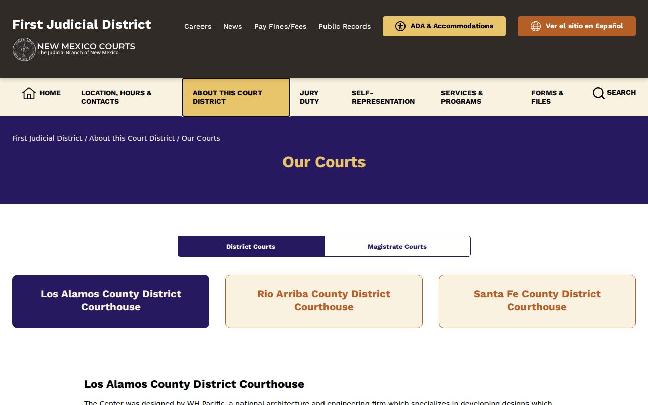 Rio Arriba County court docket First Judicial District court structure