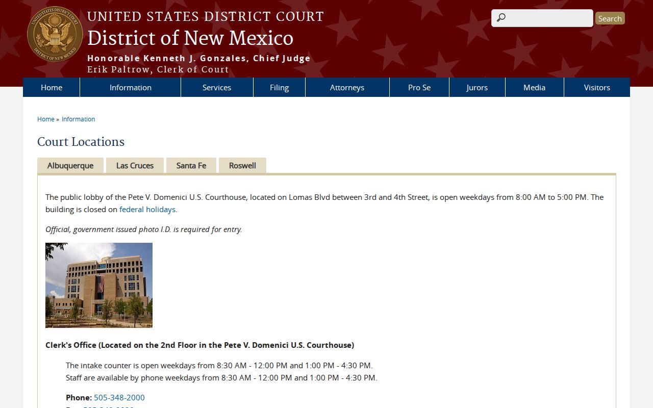 Rio Arriba County court docket federal District of New Mexico Santa Fe location