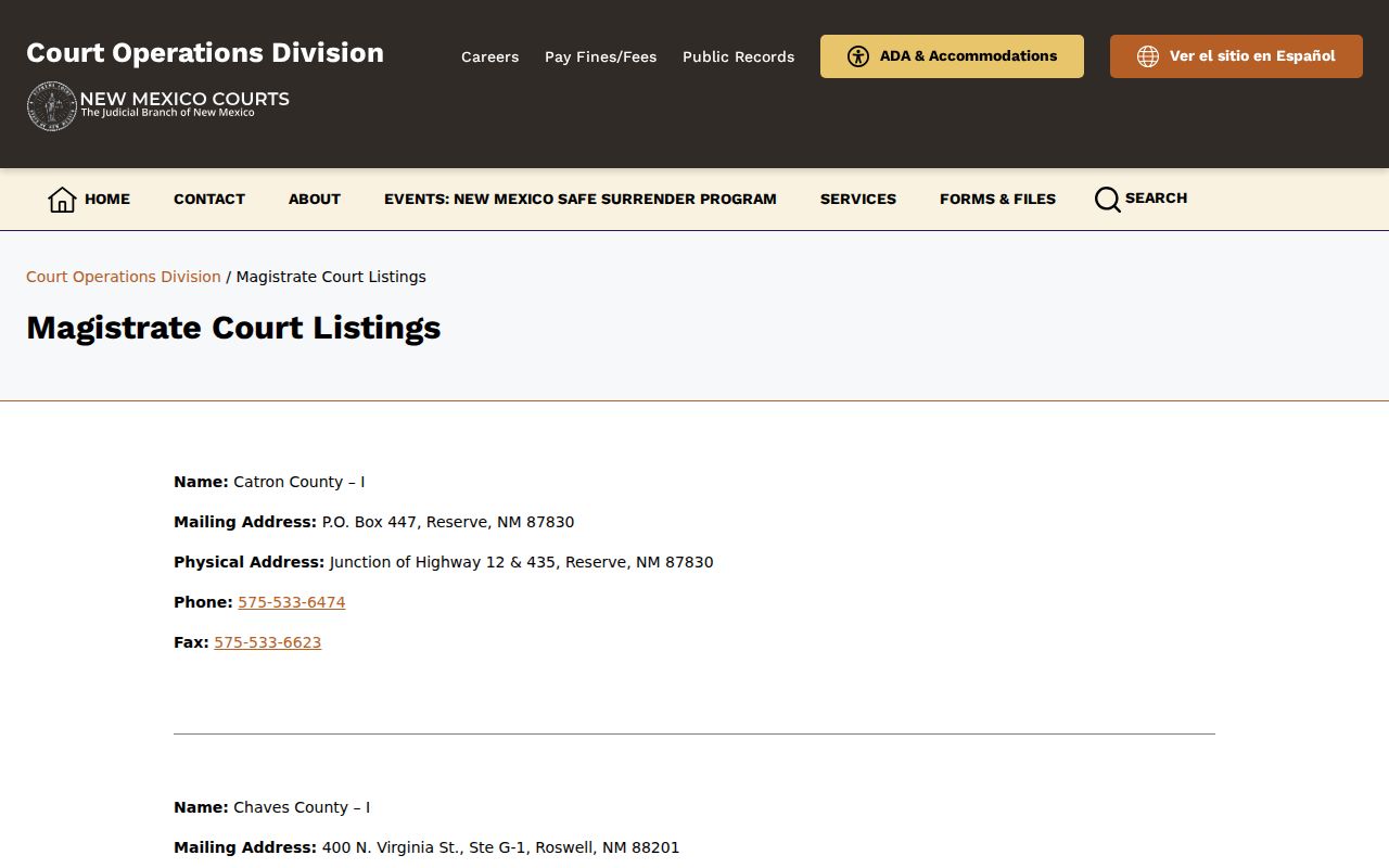 Rio Arriba County court docket magistrate court contact listings