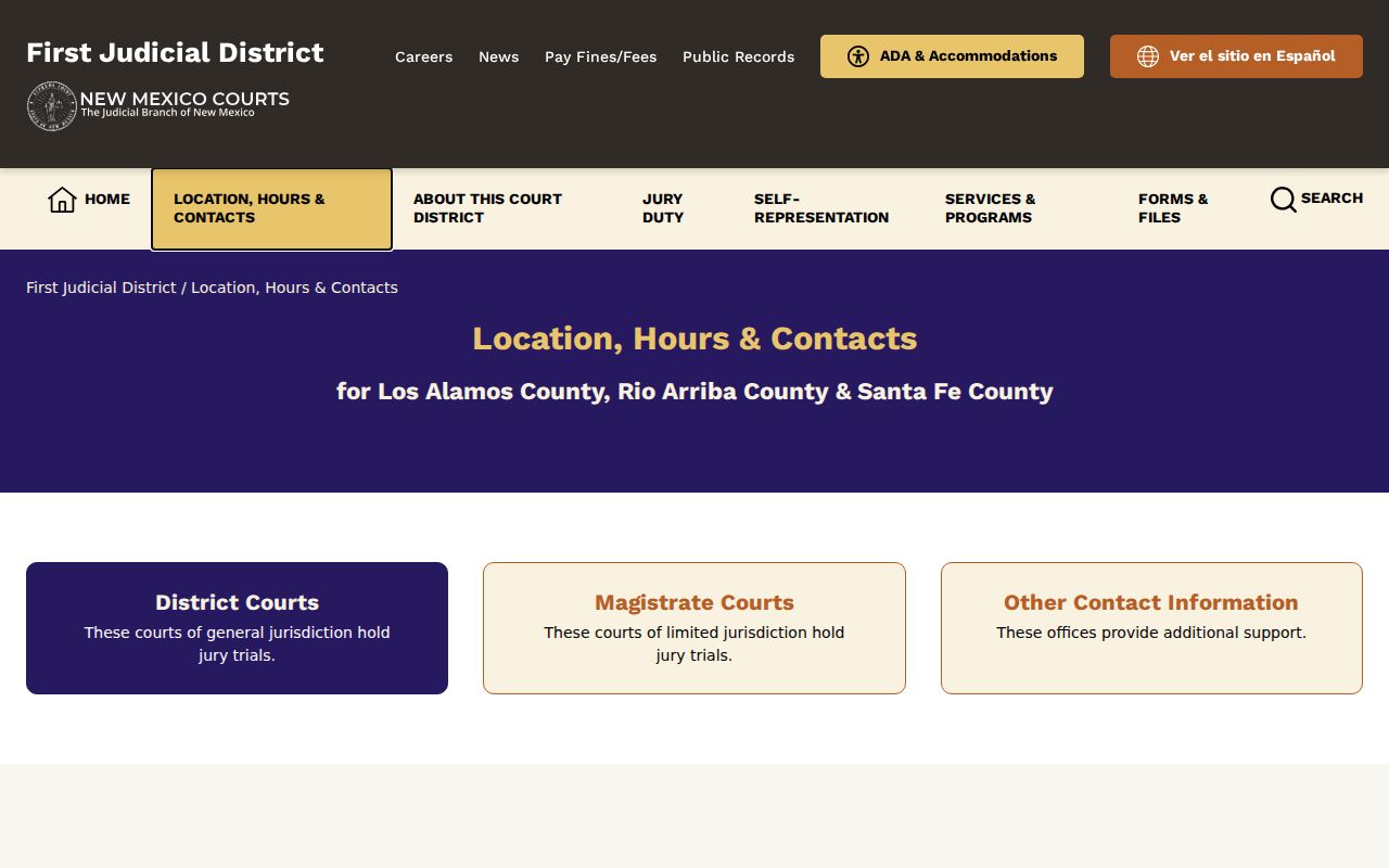 Rio Arriba County court docket district and magistrate contact locations