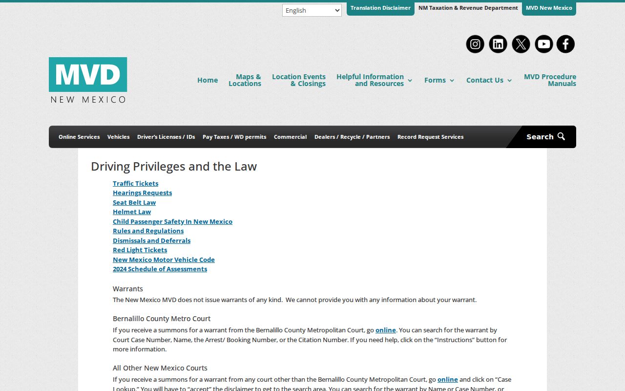 Rio Arriba County traffic court records research showing MVD guidance to use New Mexico Case Lookup